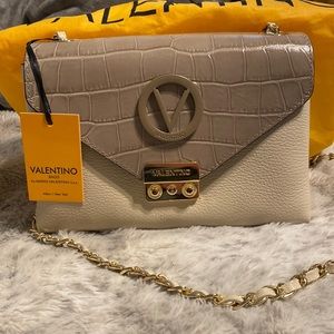 Valentino by Mario Valentino Isabelle Croc-Embossed Leather Shoulder Bag
